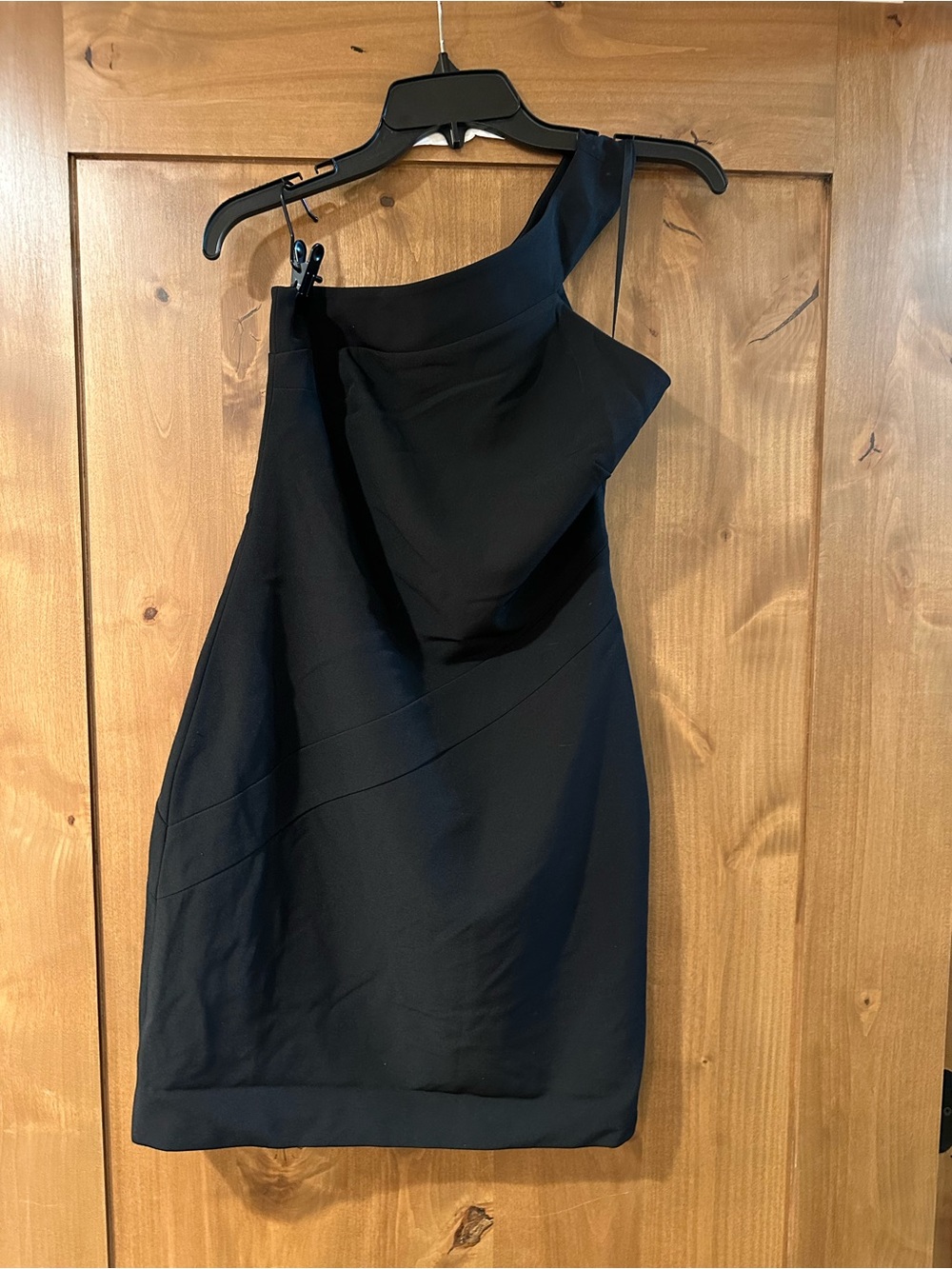 Halston Heritage One-Shoulder Black Cocktail Mini Dress